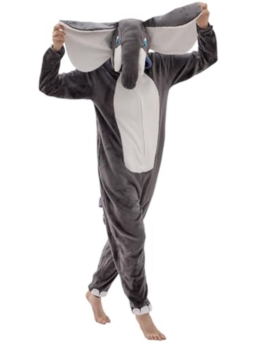 Unisex Adult Pajamas Animal One Piece Snug Fit Halloween Costume Elephant